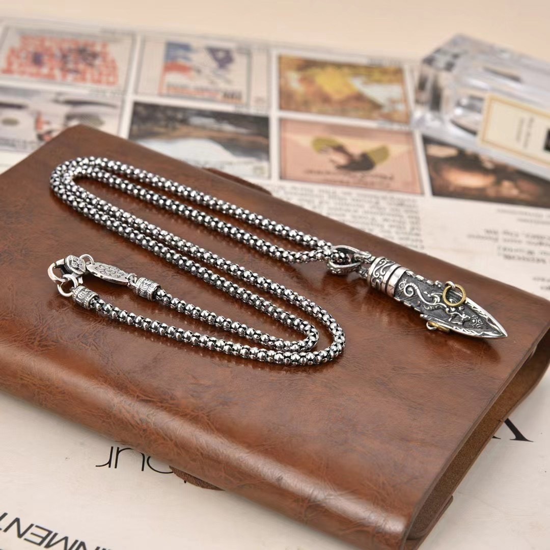 Spearhead Prayer Box Pendant Gothic Keepsake Urn Amulet Biker 925 Silver & Brass