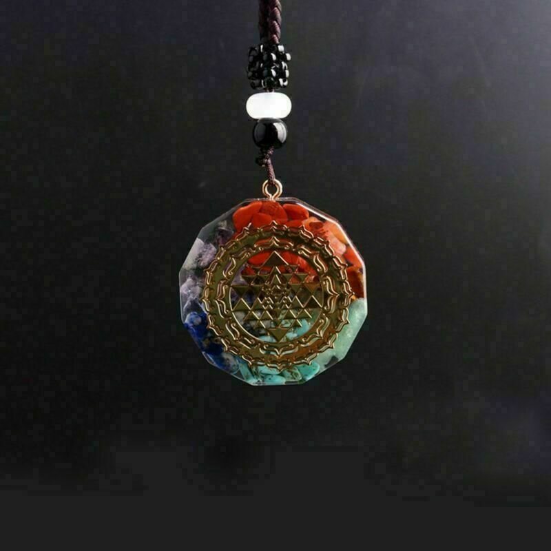 Orgonite Necklace Sri Yantra Pendant Sacred Geometry Chakra Healing Necklace