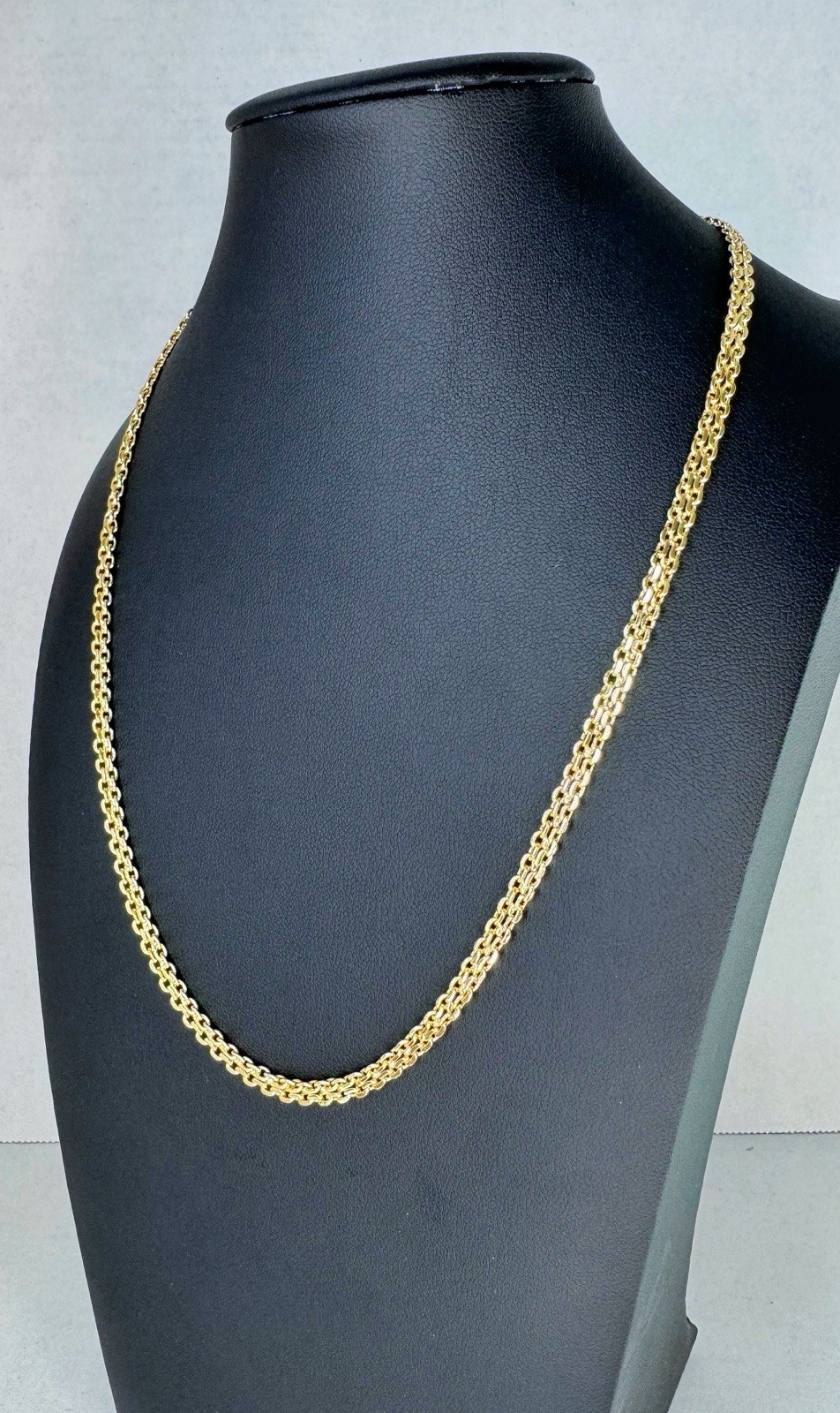 4mm Double Curb Chain 18 Inch Rich Gold Tone Elegant Unisex Necklace
