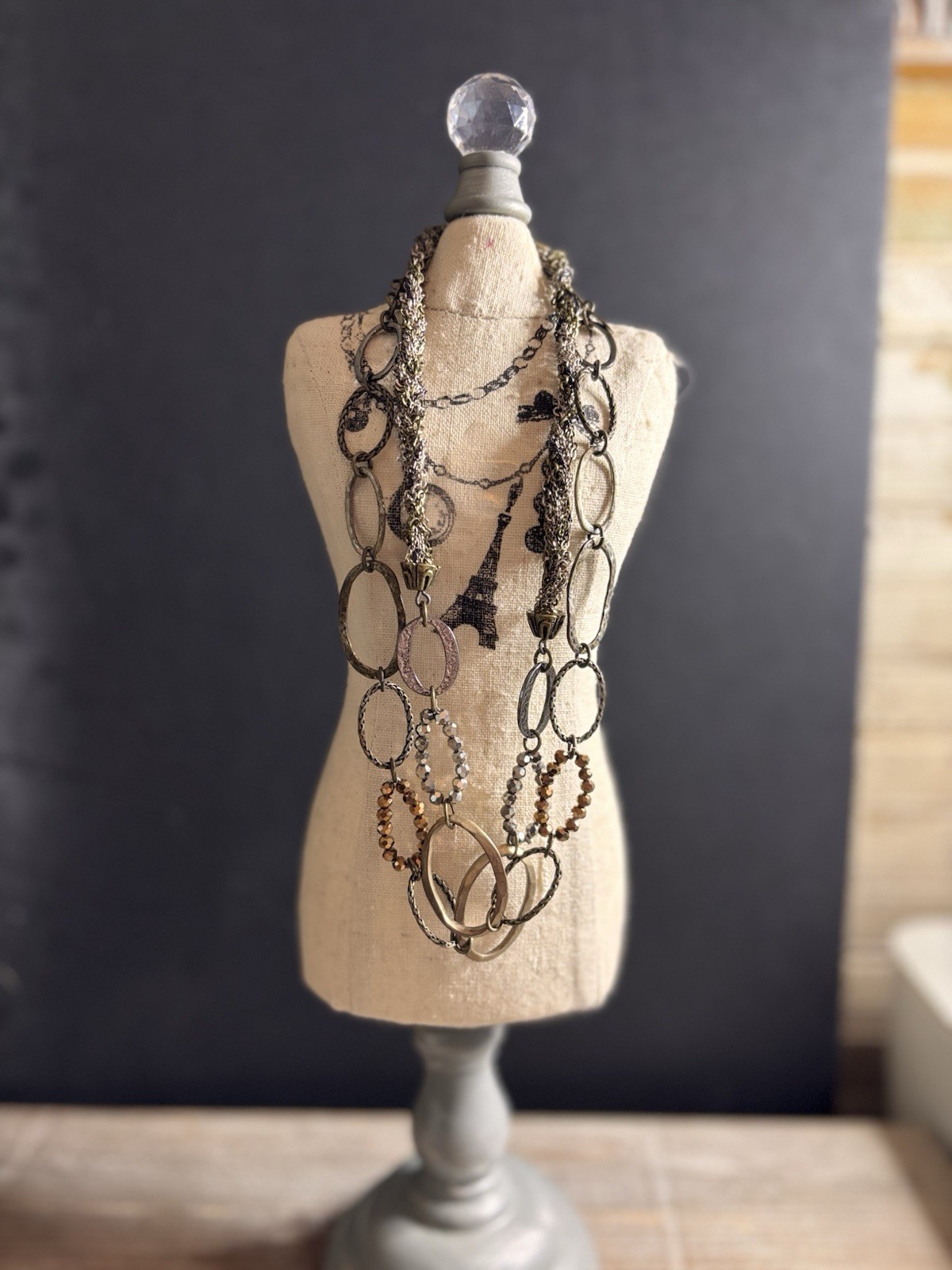 Chicos Gold & Silver Tone Multi-Strand Oval Link Chain Necklace