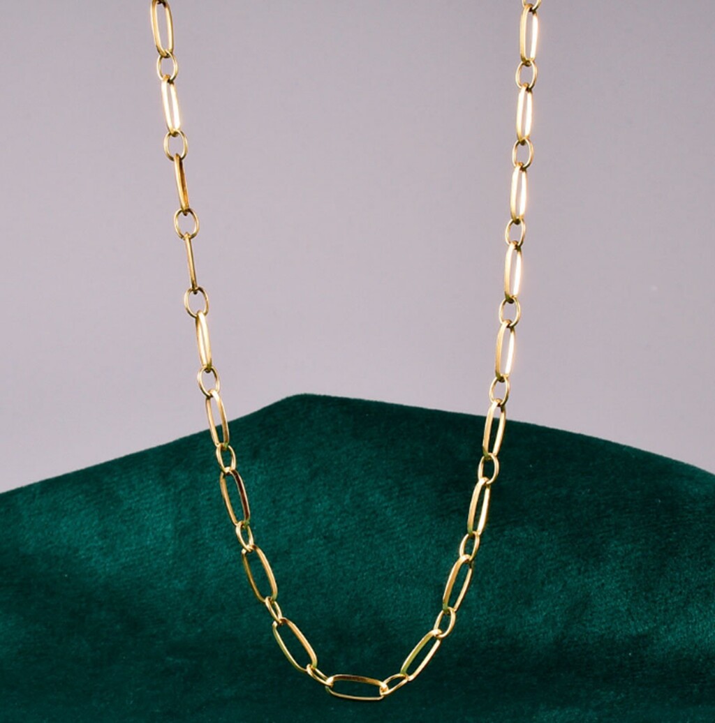 Gold Plated Titanium Stainless Steel Link & Connect Chain Choker necklace 17-19″