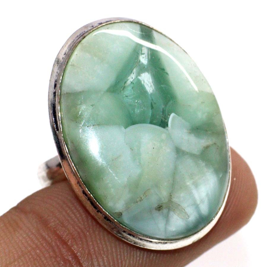 925 Silver Plated Hememorphite Larimar Jewellery Ring Handmade Size Us 7 GW