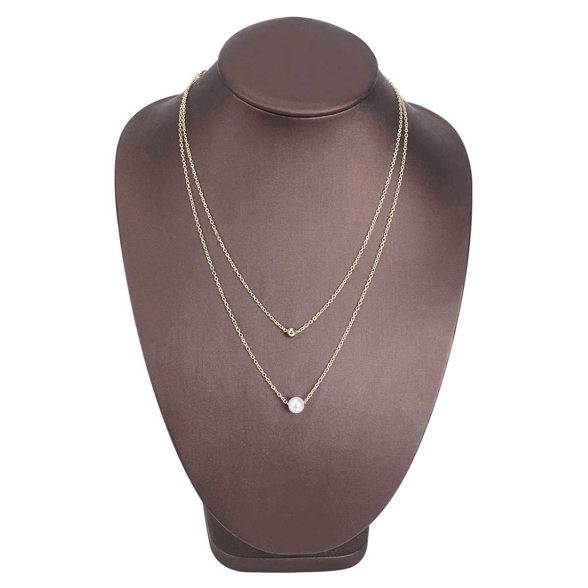4 style Women Gold Plated Freshwater Pearl Beaded Chain Necklace 17.7in w/Box