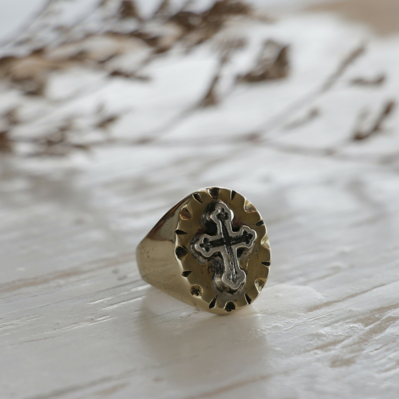 Vintage Cross Mexican Biker Ring Jesus Christian faith prayer Religious Skull