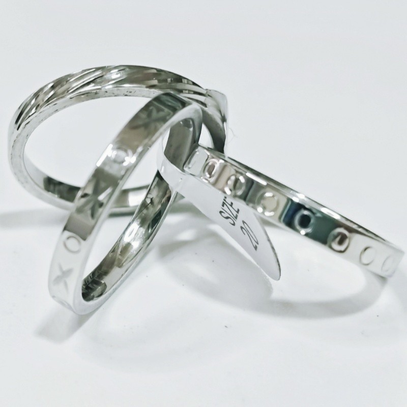 35Sets 105Pcs 3 in 1 Stackable Stainless Steel Rings Mixed Styles Unisex Jewelry