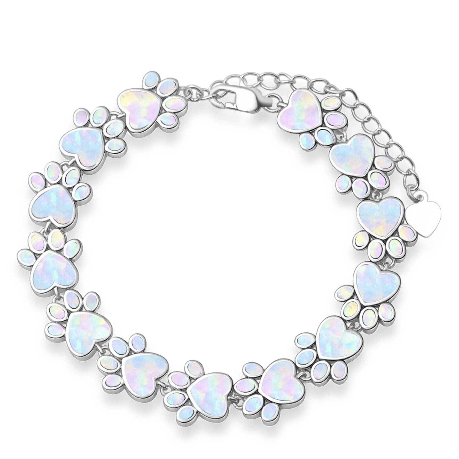 Hawaii White Opal Dog Paw Bracelet 925 Sterling Sliver Jewelry For Women Girls