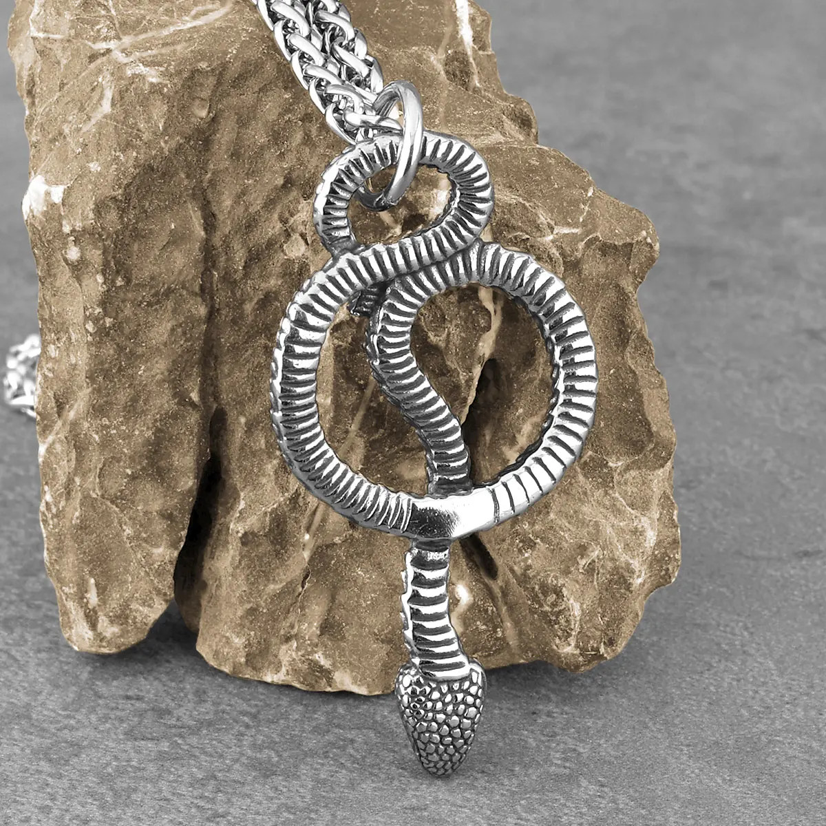 Stainless Steel Animal Snake Pendant Men Women Gothic Punk Hip Hop Handmade