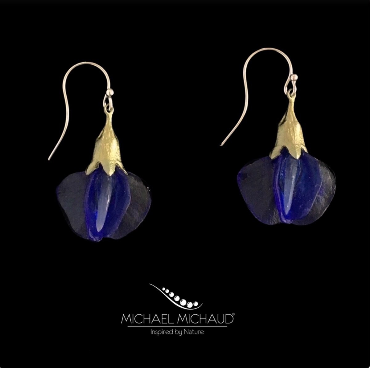 Michael Michaud False Indigo Earrings Drop Handcast Botanical Jewelry Nature Gif