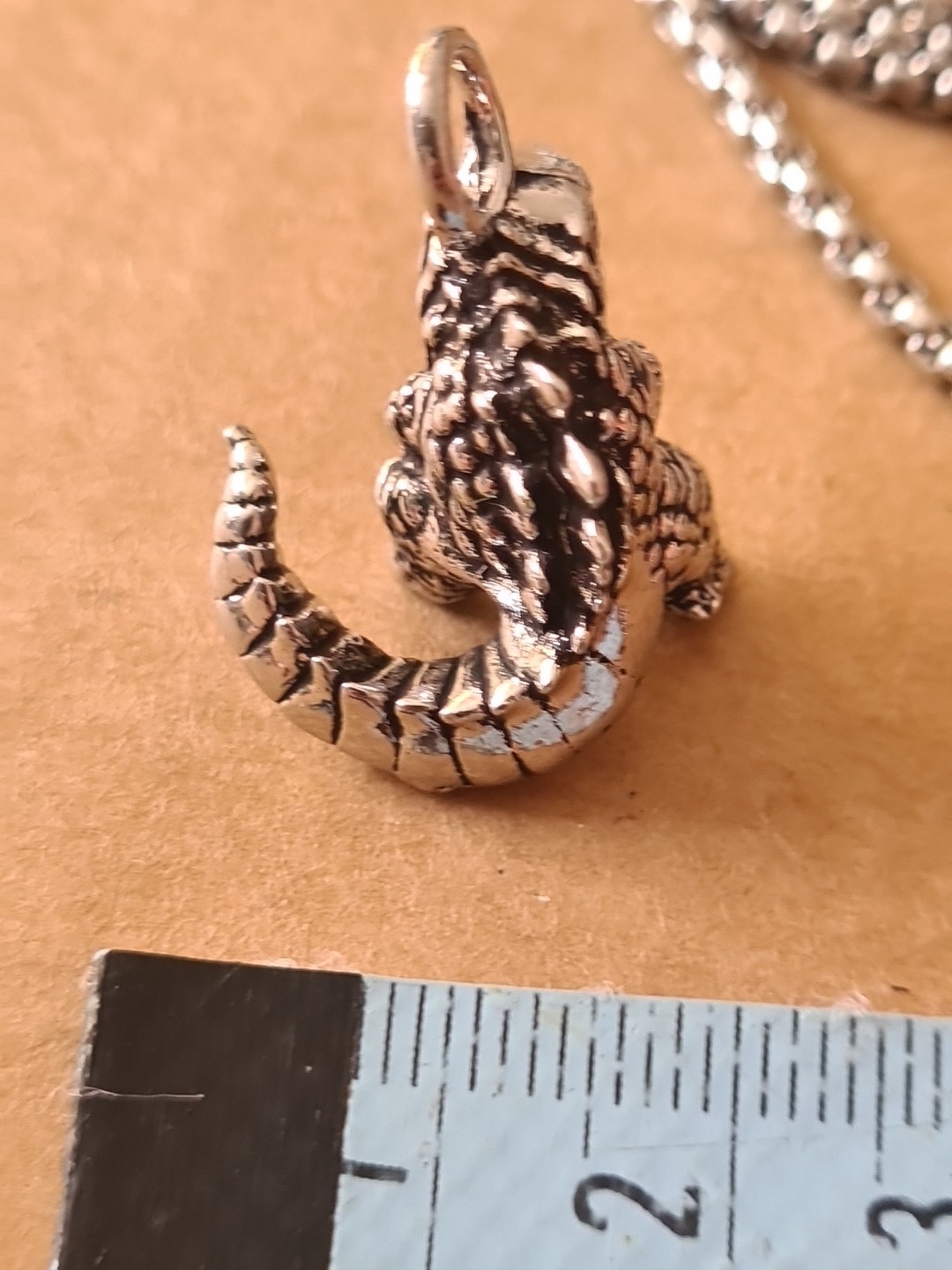Small Godzilla Style Steel Alloy Necklace Pendant With Chain New Unbranded