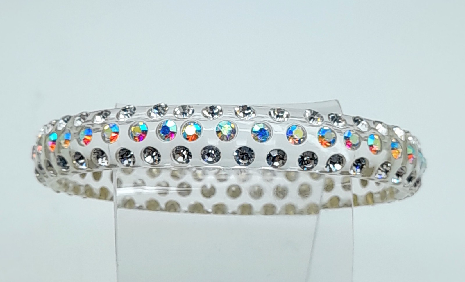 Transparent clear round Plastic clear & ab rhinestone fashion bangle bracelets