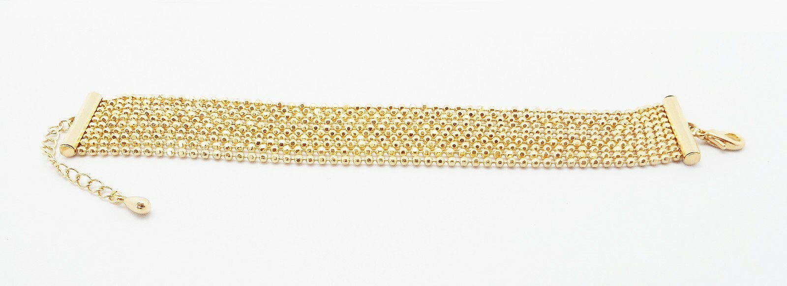 DESIGNER INSPIRED 10 STRAND D/C GOLD BEAD BRACELET ADJUSTABLE 6.5 to 8.5 in NEW