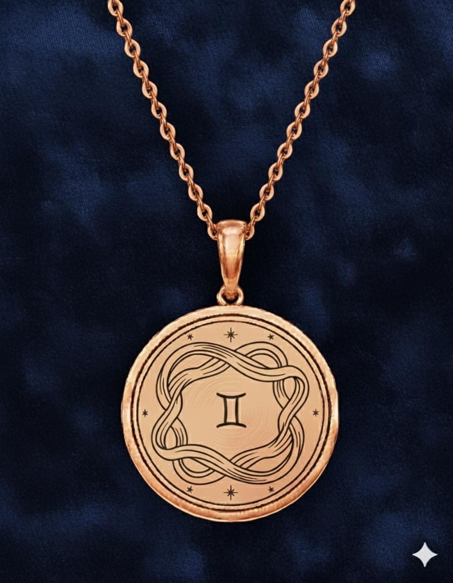 Astrology Copper Gemini Zodiac Necklace – Handmade Boho Gift