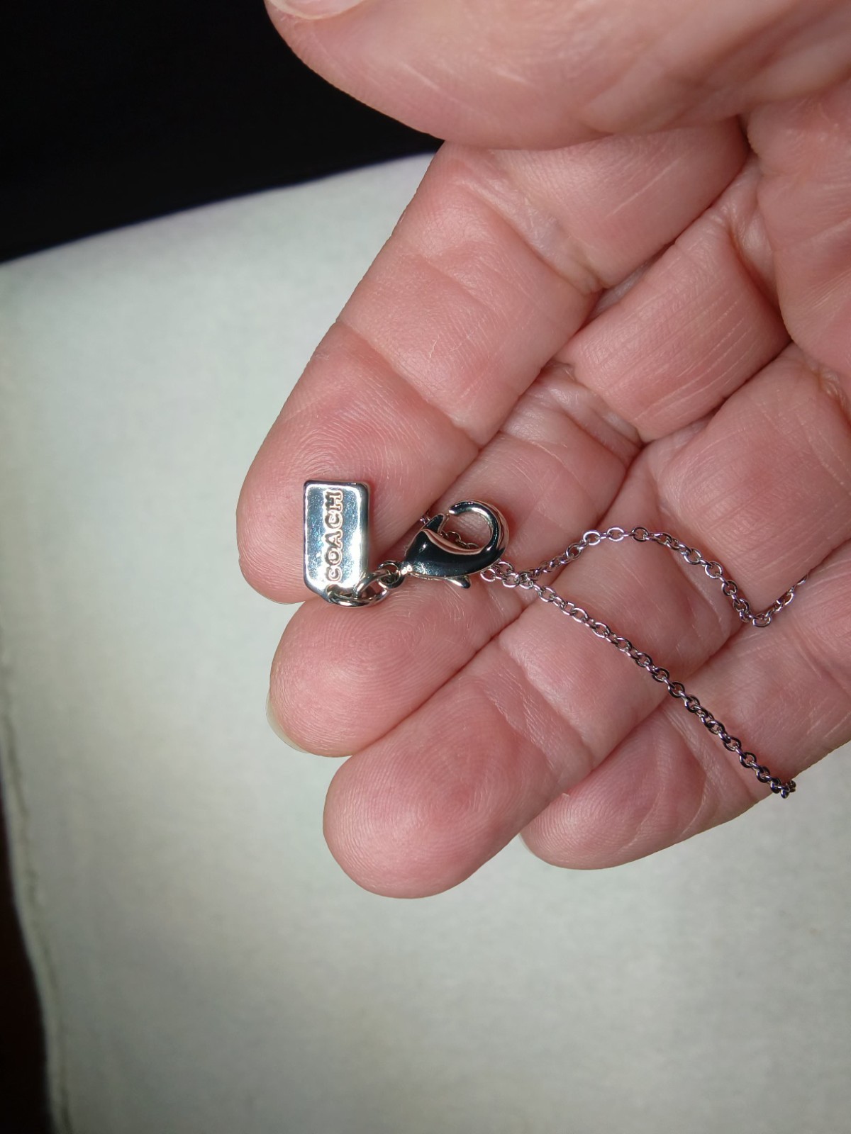 Coach Branded Silver Tone Signature Monogram C Logo Pendant Necklace