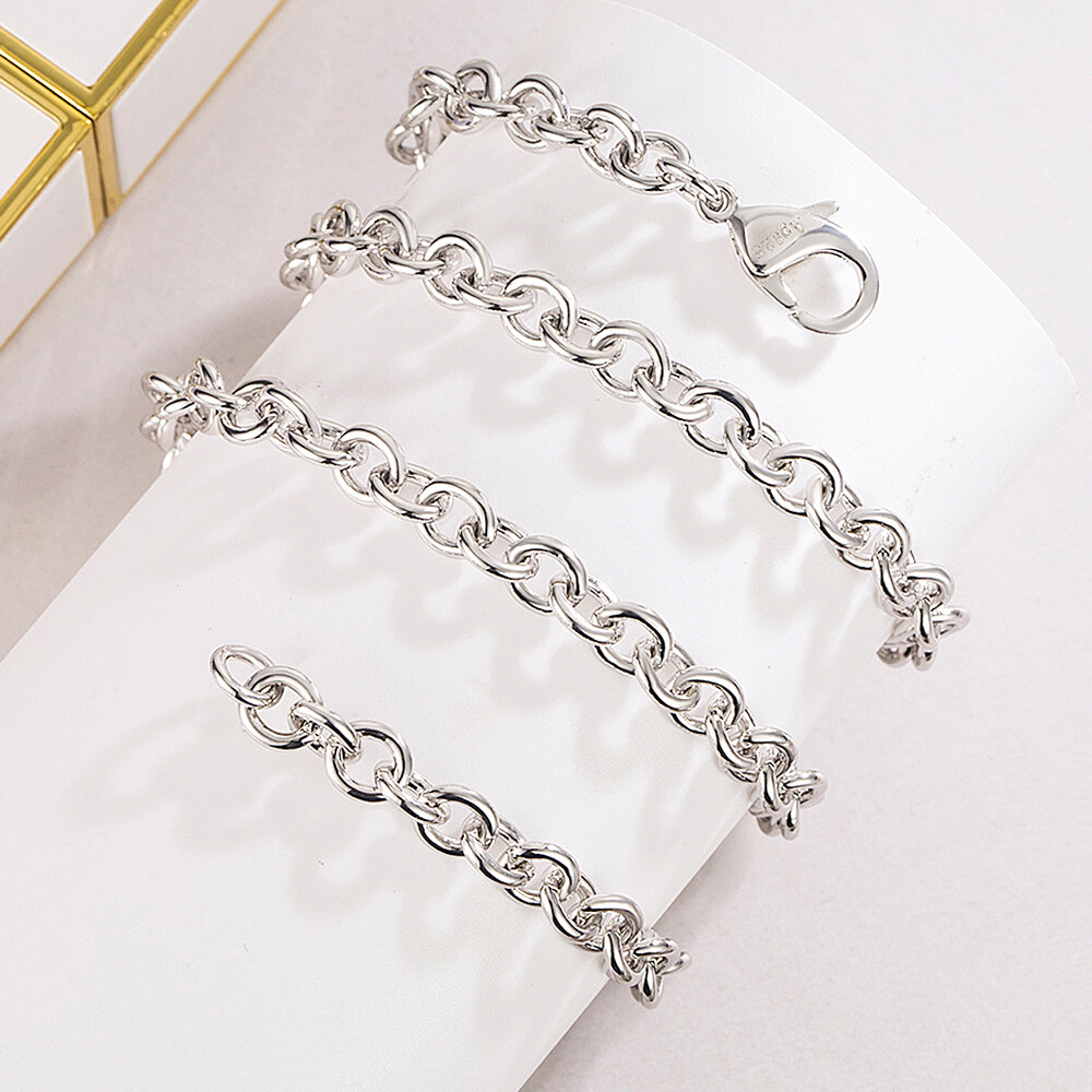 925 Sterling Silver Men’s 6mm Rolo Chain Necklace Round Cable Link Necklace
