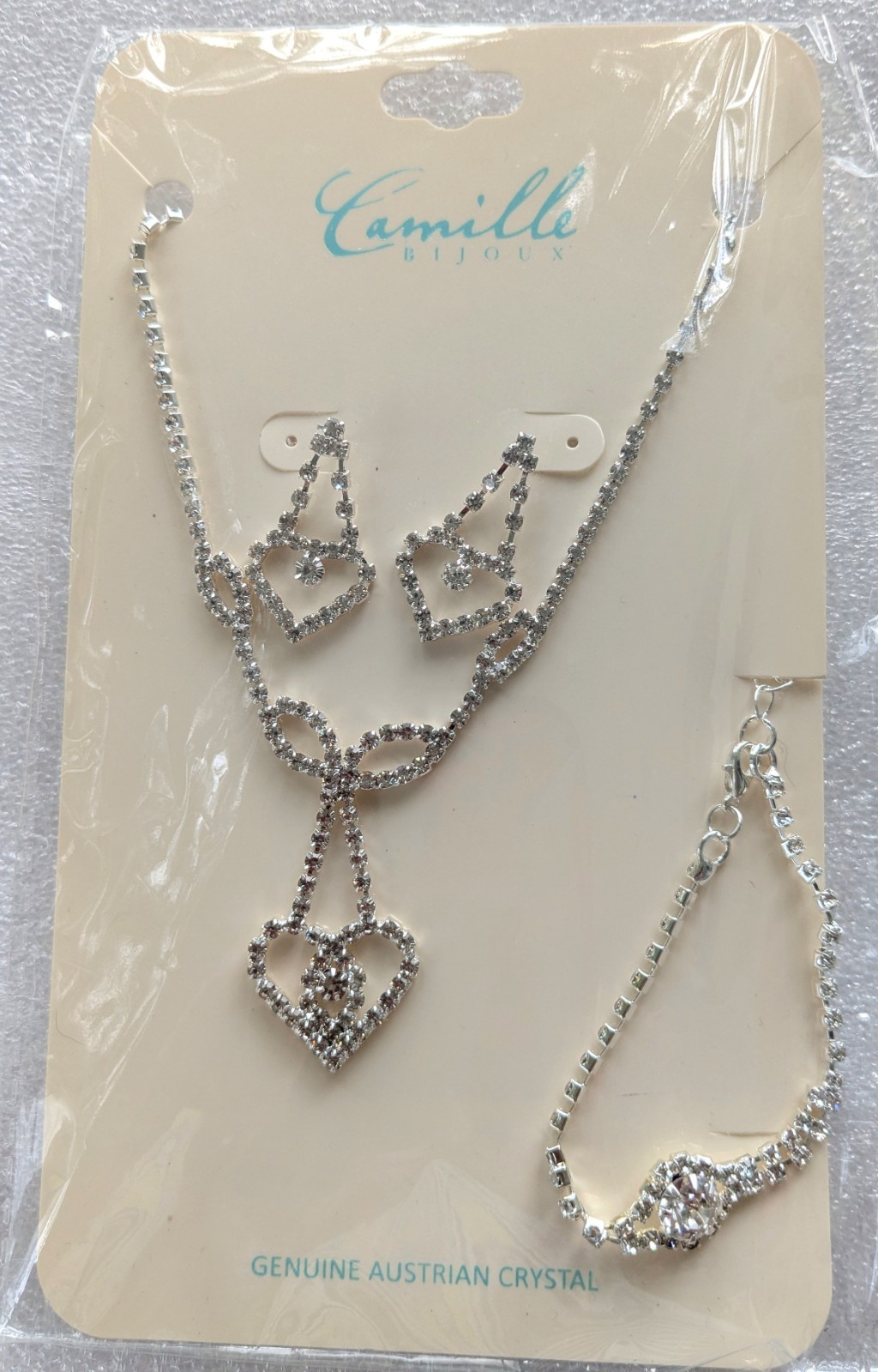 Camille Bijoux Genuine Austrian Crystal Heart Necklace, Bracelet & Earrings B22