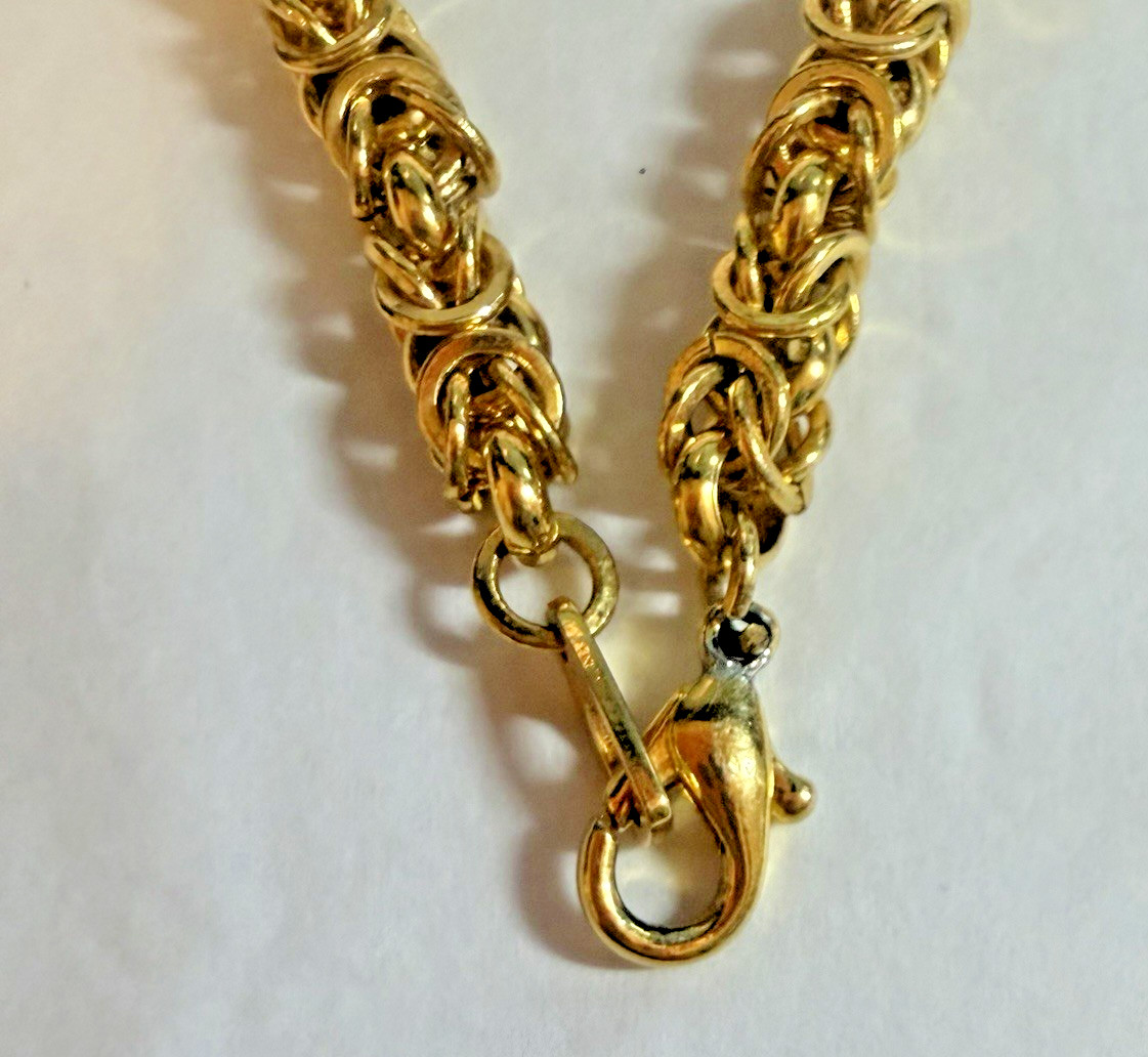 VTG Heavy Goldtone Byzantine Link Necklace – Graduated Sizing 22″ 86g No Marks