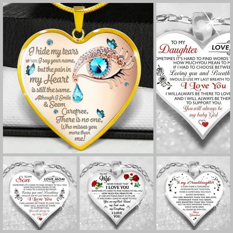 To My Daughter Wife Necklace Gift Birthday Anniversary Gold Silver Heart chain