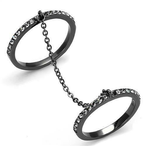 Brilliant Micro Paved Cubic Zircon CZ AAA Black Ion Plated Fashion Ring Tk2614