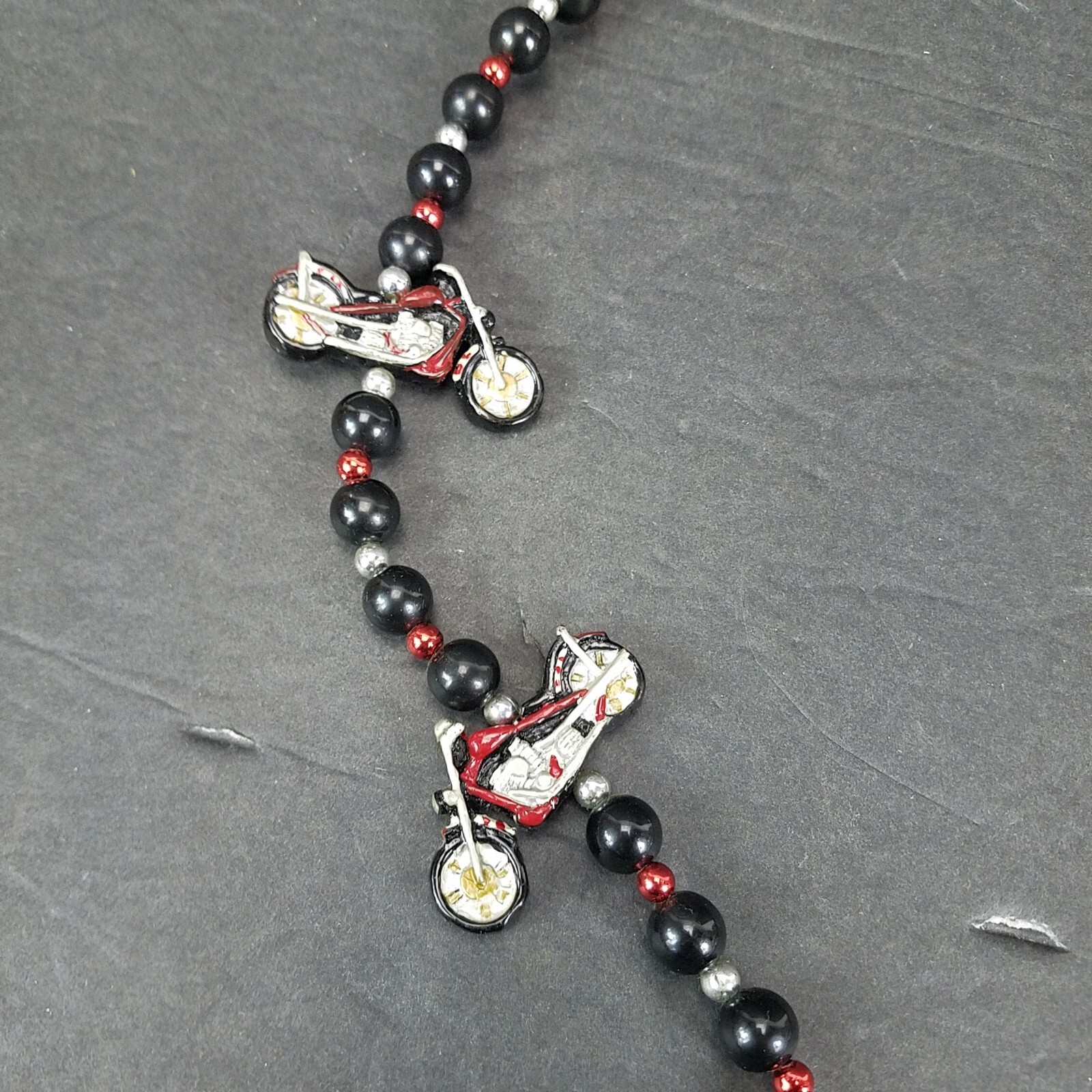 Skull and Motorcycles 36″ Necklace Mardi Gras Beads Plastic Resin
