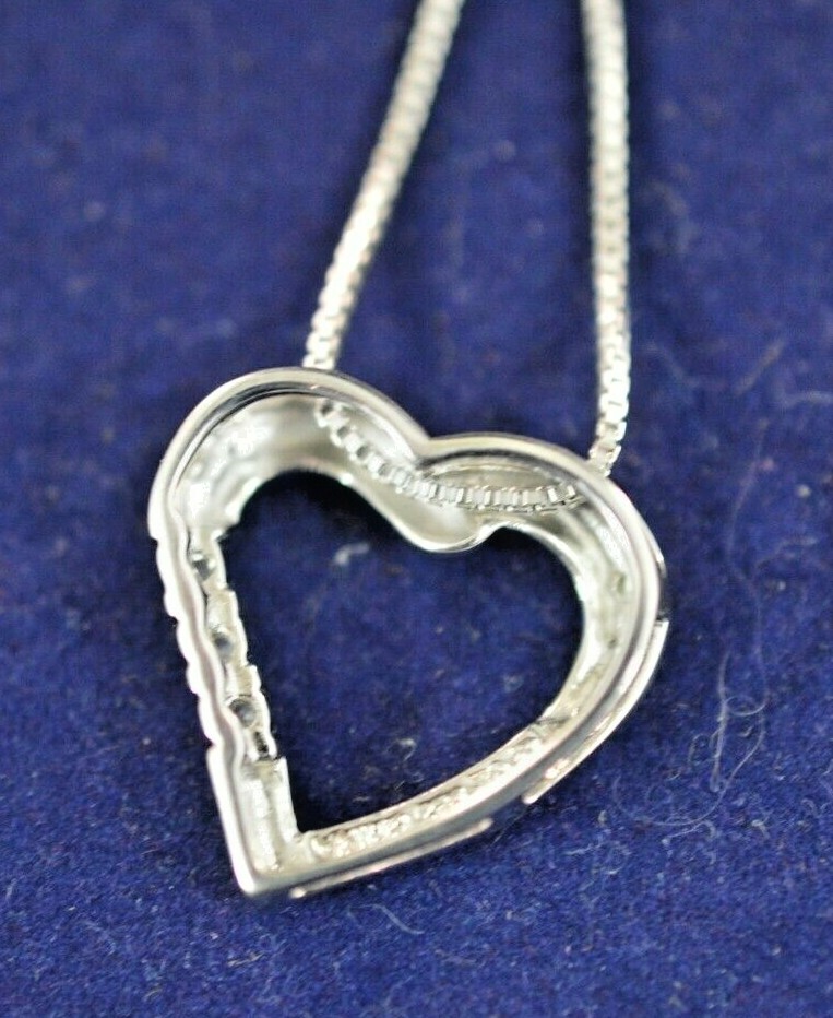ROSS & SIMMONS 925 STERLING SILVER .30 CTS CUBIC ZERCONIA HEART NECKLACE 18″