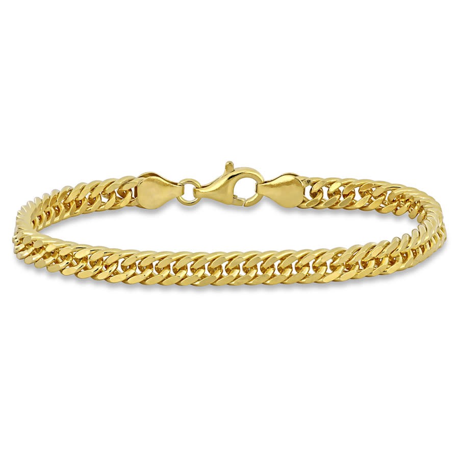 Amour Double Curb Link Chain Bracelet in 18k Yellow Gold Plated Sterling Silver