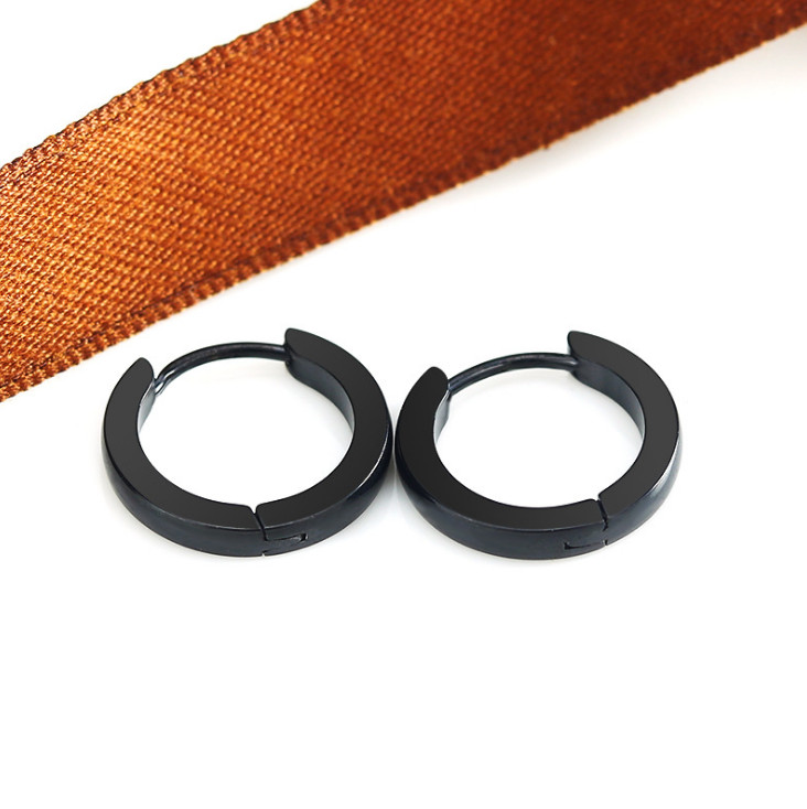 Silver Gold Black Stainless Steel Hinged Hoop Huggie Ear Earrings 7/9/10/12/14MM