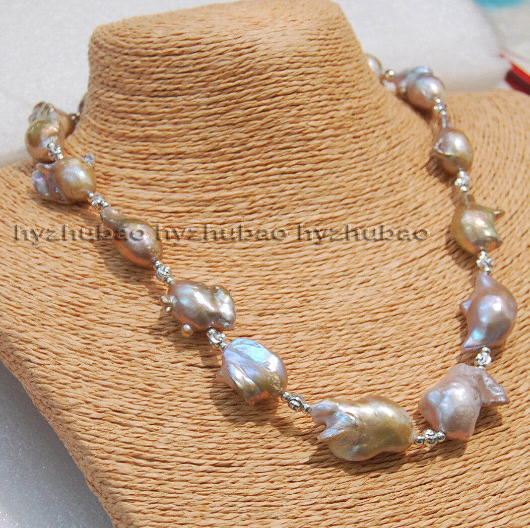 16″ 18″ 22″ 25″ Big 18-25mm Natural South Sea Purple Baroque Pearl Necklace AAA+