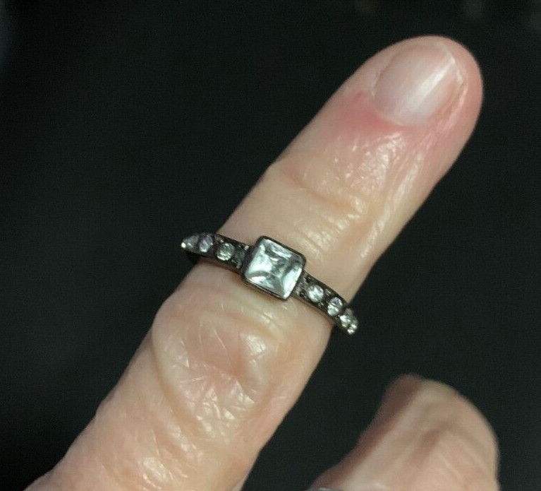 (MJS 3) Vintage Gold Tone and White Sparkly Ring, Size 4.25 or 4.5