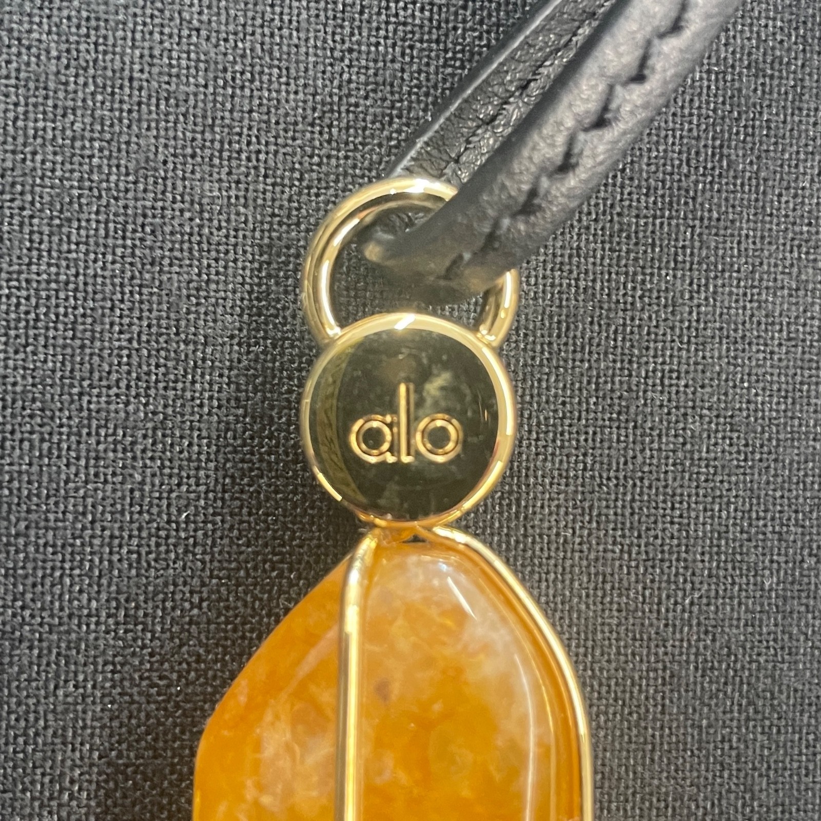 Alo Yoga Intention Crystal Pendant Necklace Citrine Gold Plated Boho. Bag charm