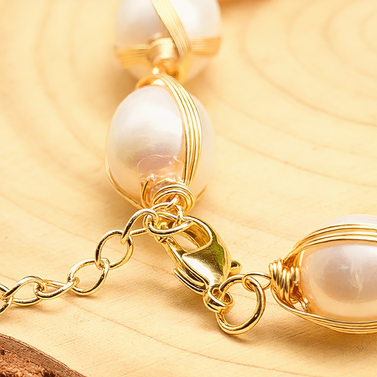 18K Gold Plated Freshwater Pearl Turquoise Bracelet Women’s Adjustable Gift