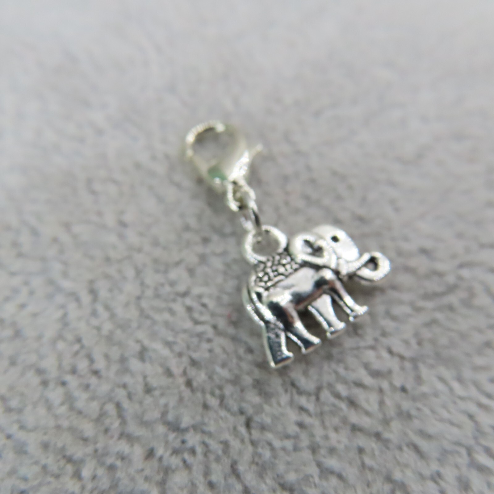 ELEPHANT Charm Zipper Pull Keychain Add On Clip Dangle Circus Zoo Prosperity