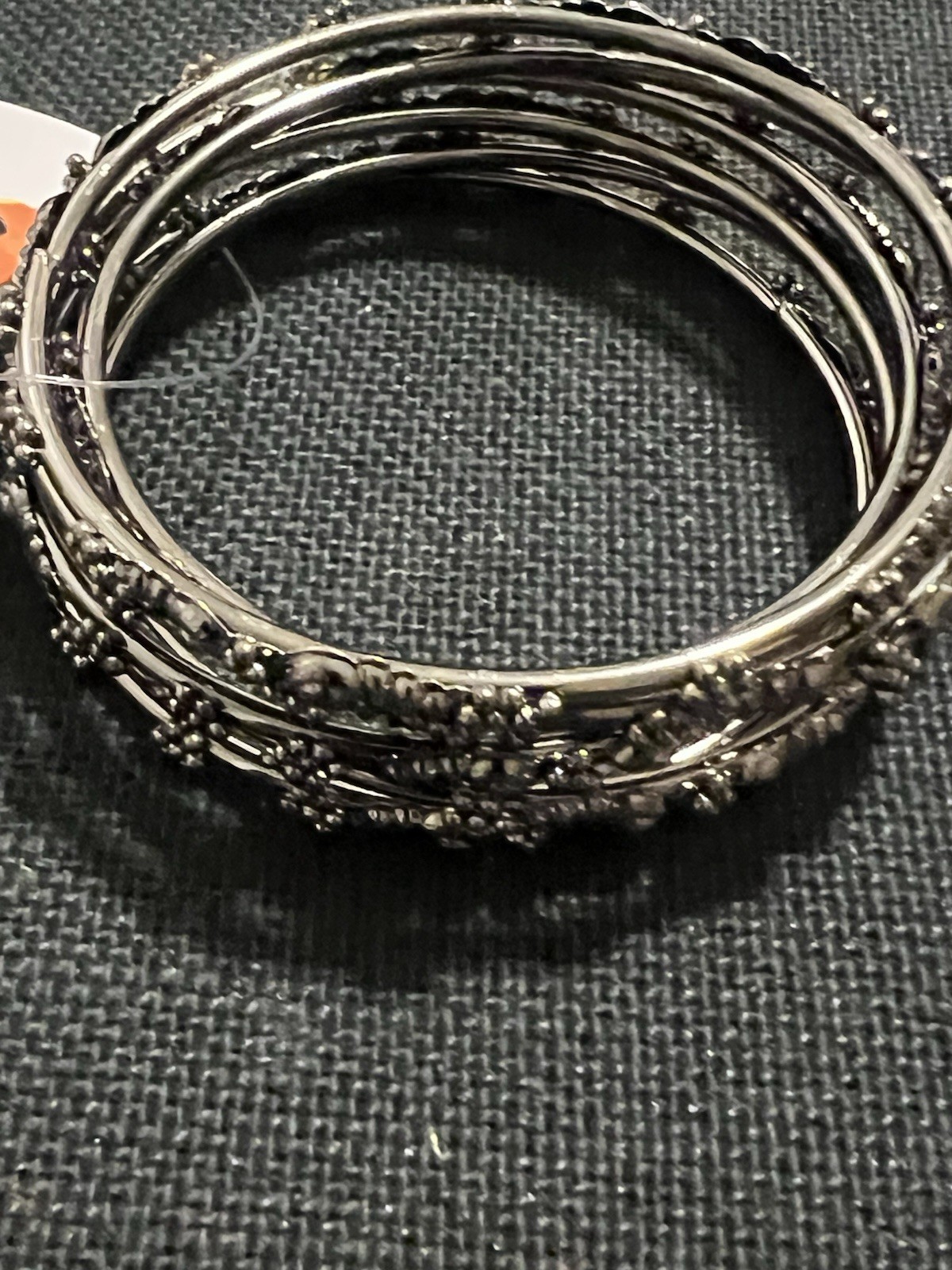 Antika Lead compliant India 6 stackable gunmetal daisy embellish bracelet 8 1/4”