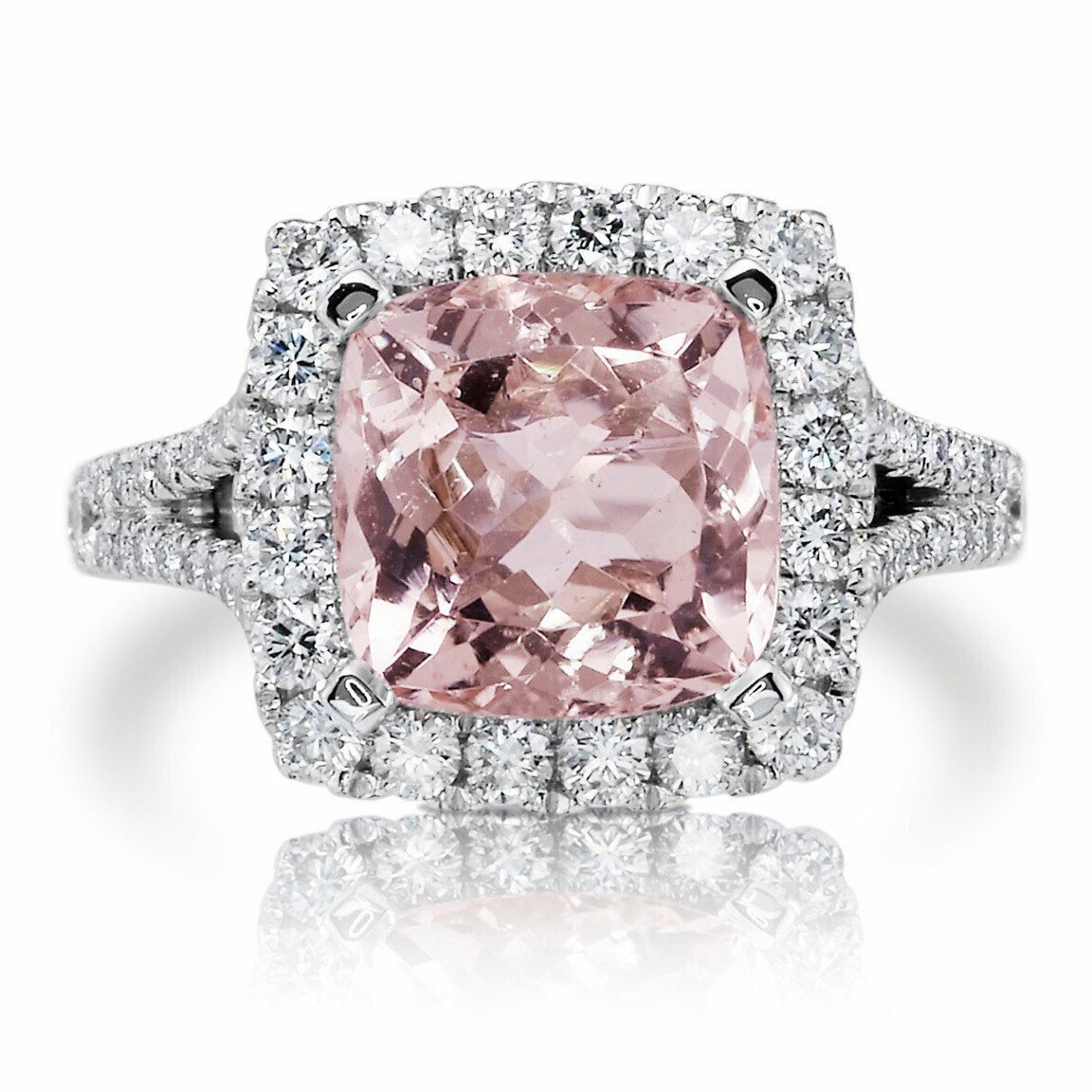 Pink Cubic Zirconia Ring 925 Silver Engagement Wedding Ring Square Wheel Ring