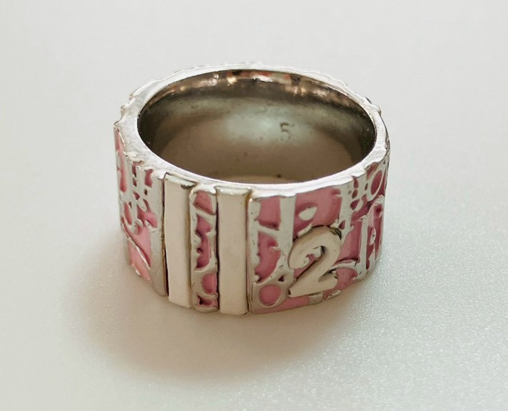 Christian Dior Trotter Pink Silver Ring Japan Import Size 5 US