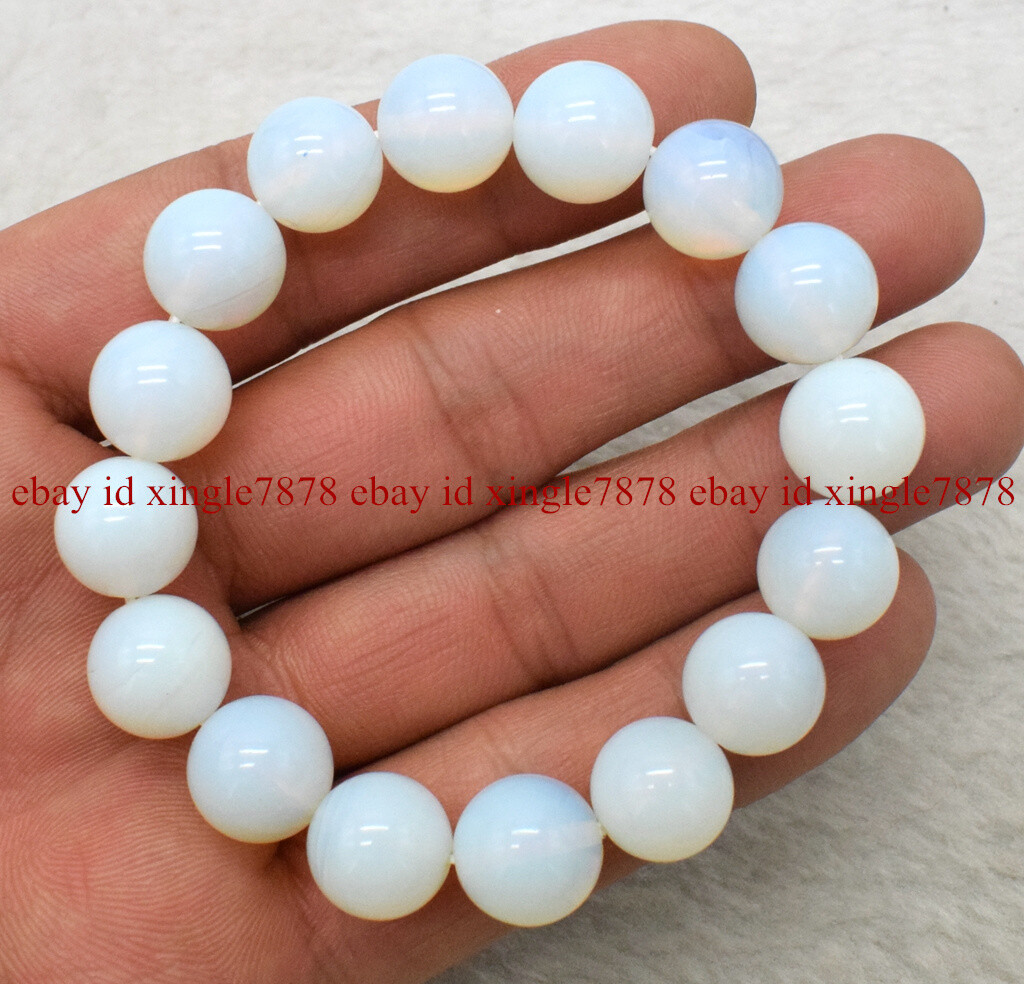 Natural 6/8/10/12/14mm White Sri Lanka Moonstone Round Gems Beads Bracelet 7.5″
