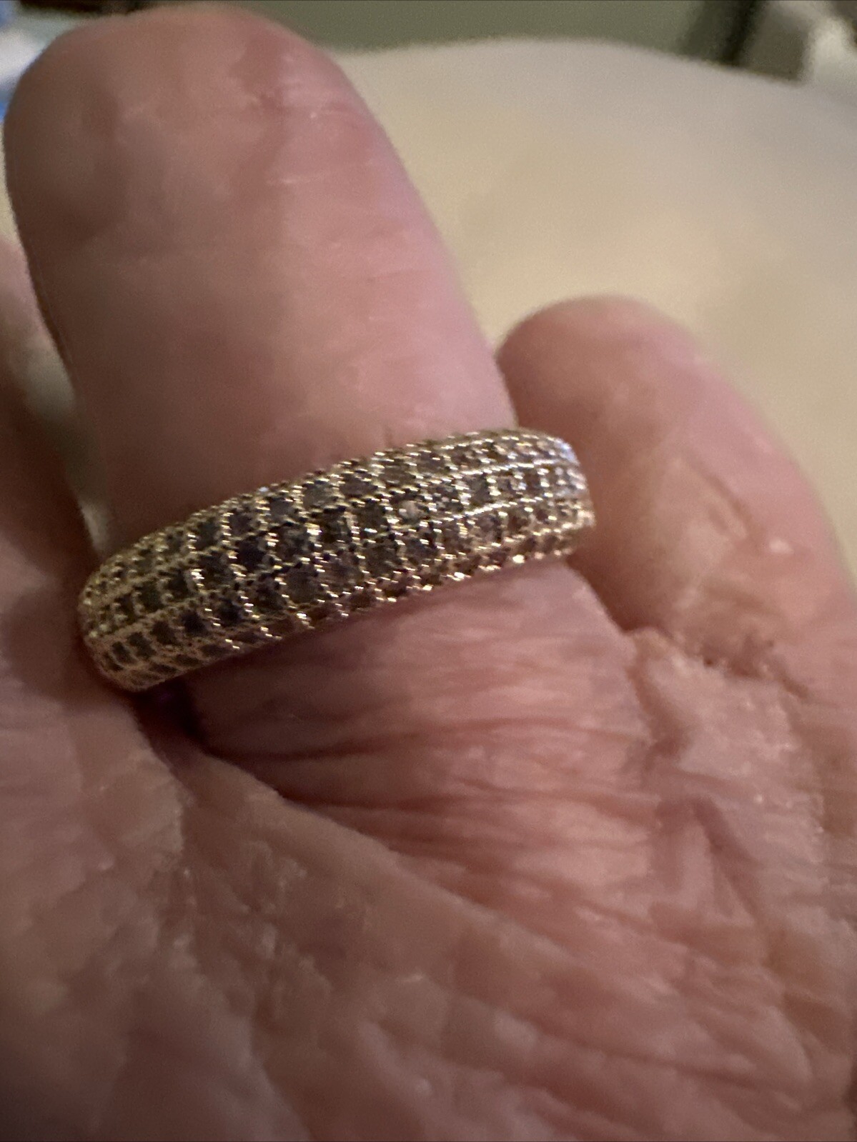 SUGO Classic Gold Band With Cubic Zirconia Stones In A Size 7