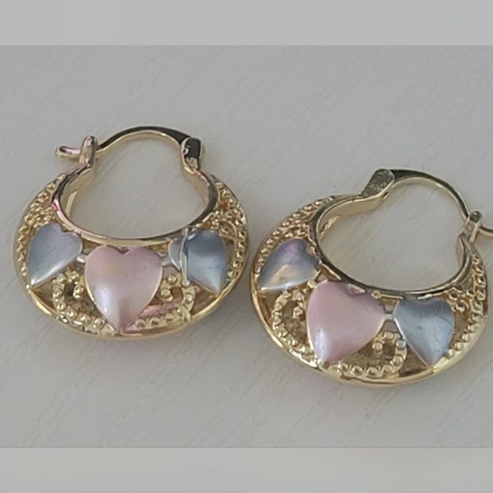 mini aretes de corazon chapados en oro 14k gold plated mujer