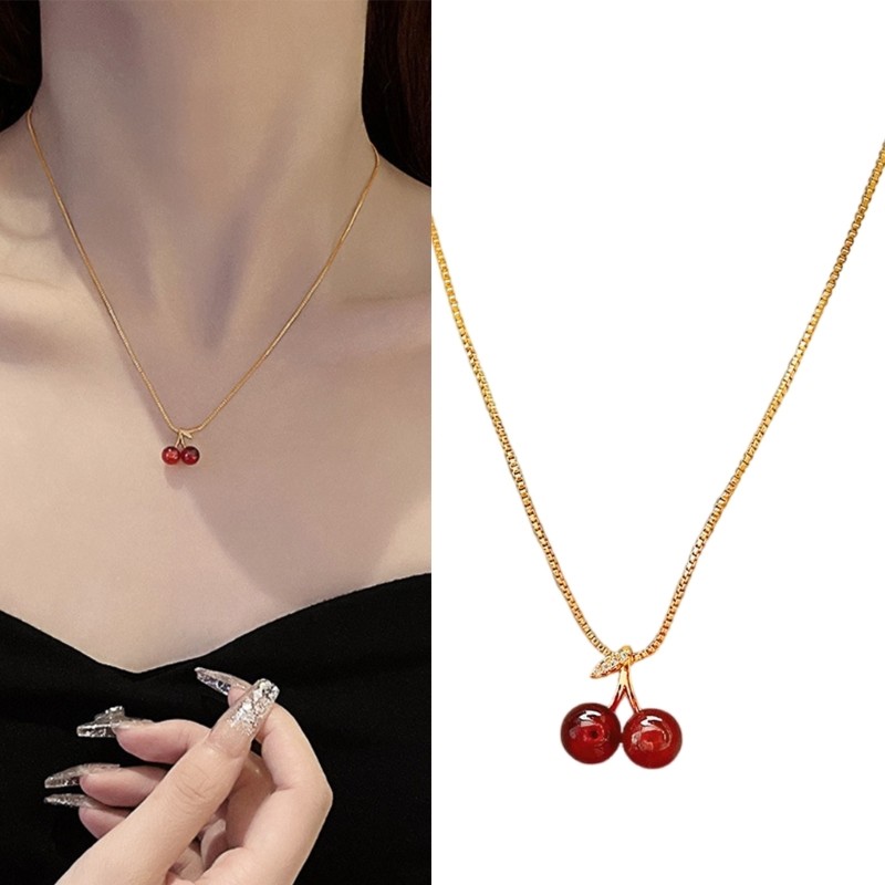 Stylish Fruit Inspired Golden Pendant Necklace For Women Casual Or Formal Event