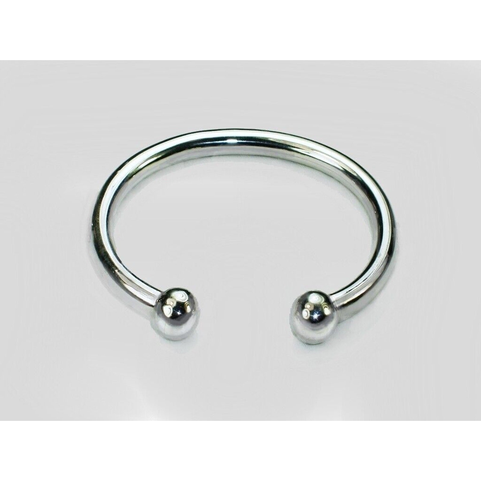 Handcrafted Silver Double Ball Open Cuff Bangle Bracelet for Small Wrists