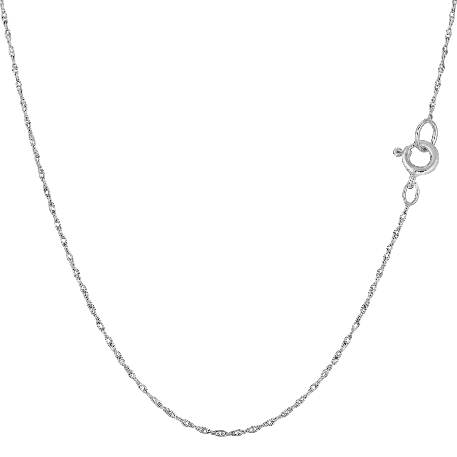 14k Real Solid Gold Rope Chain Necklace, 0.5mm (18 Inches, White Gold)