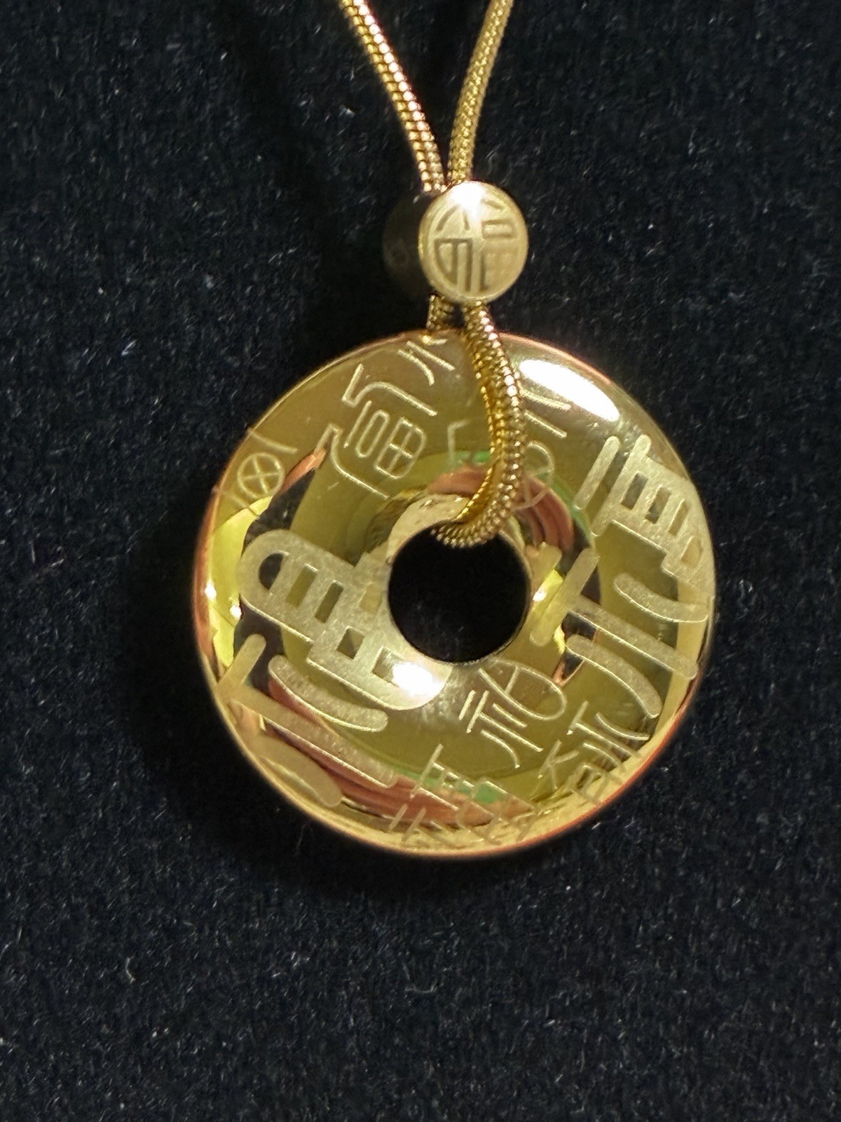 18KGP Gold Plated Chinese Character Pendant Necklace