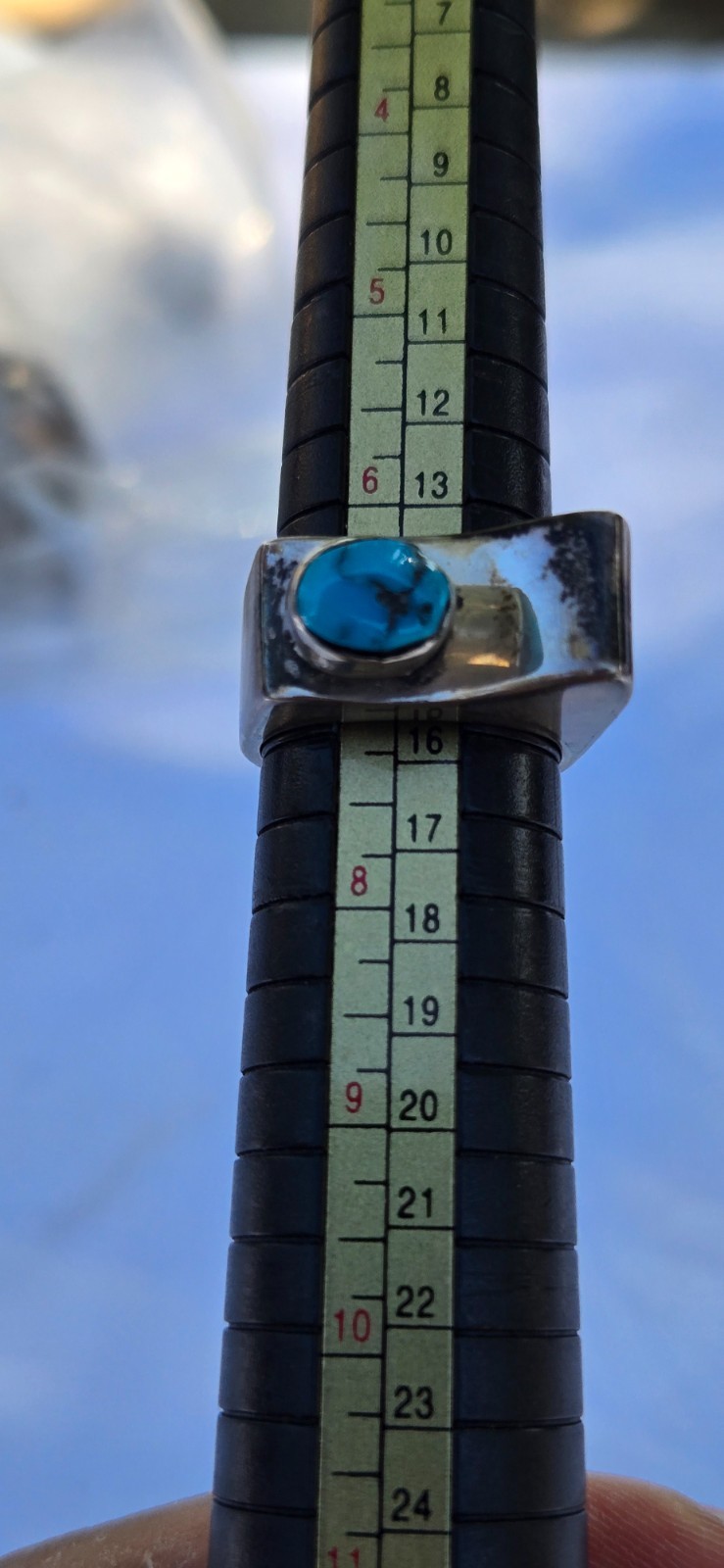 Old Pawn Southwest Native Style Sterling Silver 925 Turquoise Ring Size US 7