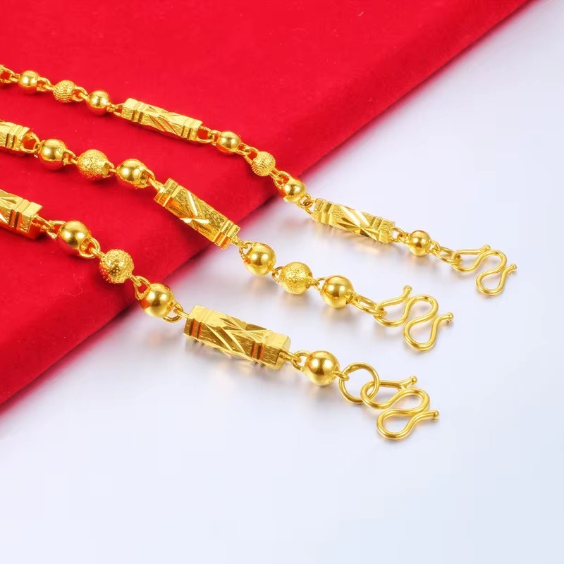 Mens Buddha Pendant Necklace 18K Gold Plated Bamboo Chain Luxury Hip Hop Gift
