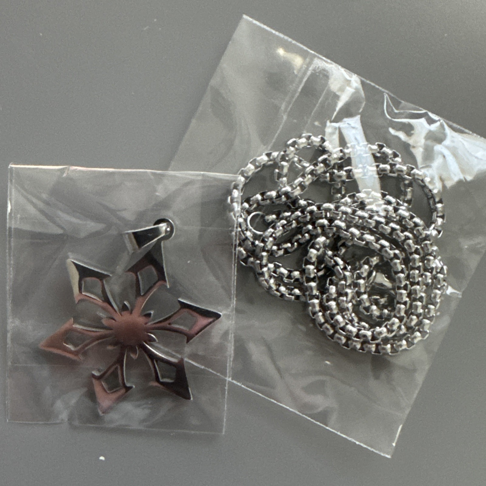 Six Pointed Star Pendant 24” Chain Stainless Steel Snow Flake Viking Gift Silver