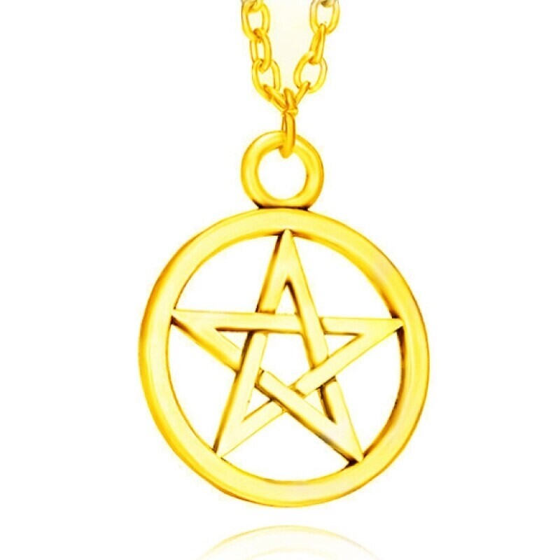 Pendant Necklace Pentagram Wicca Chain Necklace Jewelry Pagan SILVER GOLD BRONZE