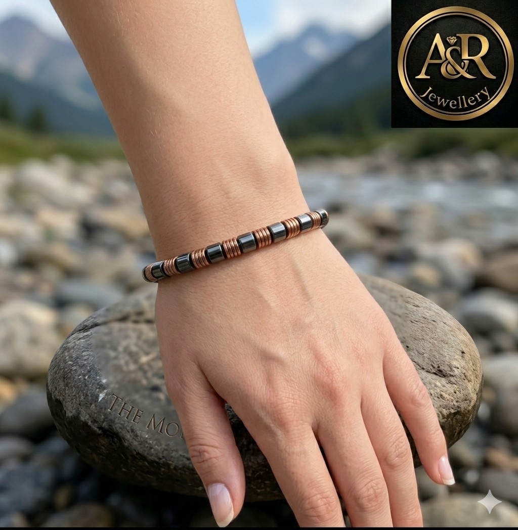 Two Tone Hematite Bracelet 6mm Unisex Healing Jewelry Protection 14-20cm