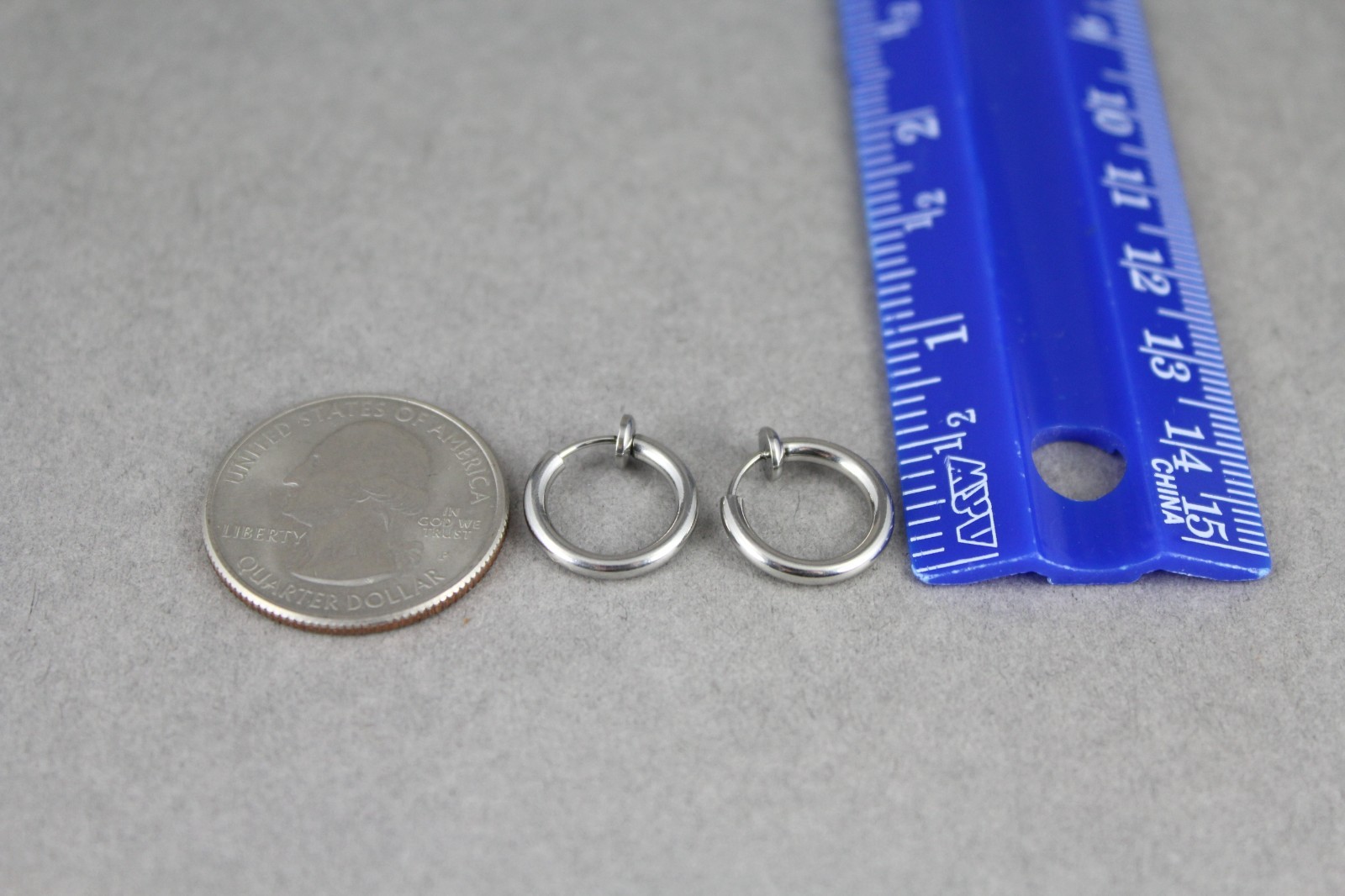 Silver hoops Clip On Clips earrings hoop spring hinge clasp 1/2″ wide 13mm