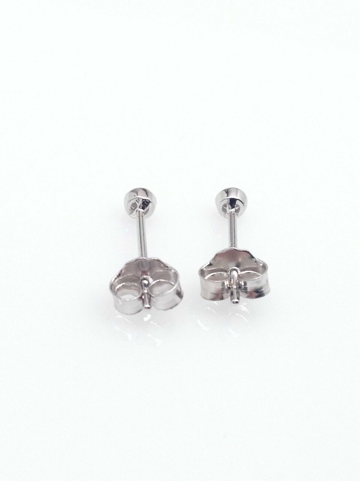 Silver Plated Tiny Bezel Cz Solitaire Stud Earrings 2mm Lab-Created A37