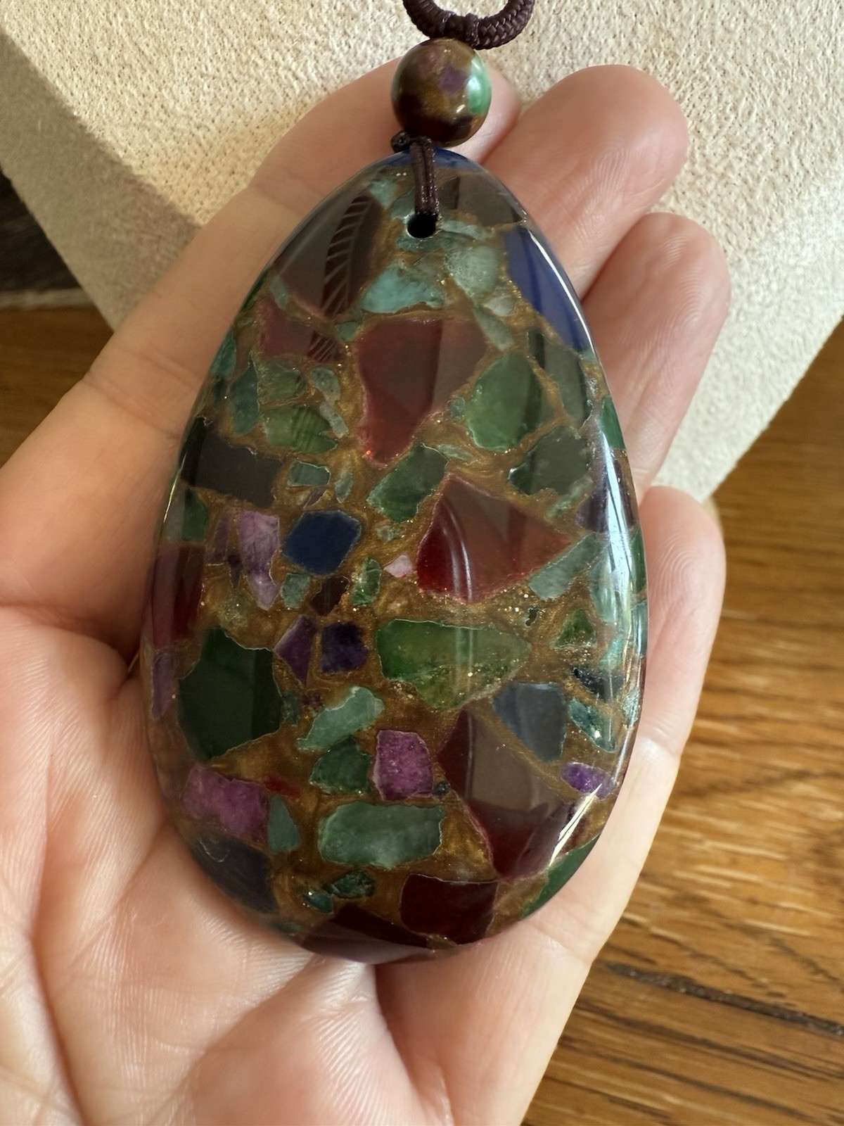 Liu Li Man Made Crystal Pendant With String Necklace