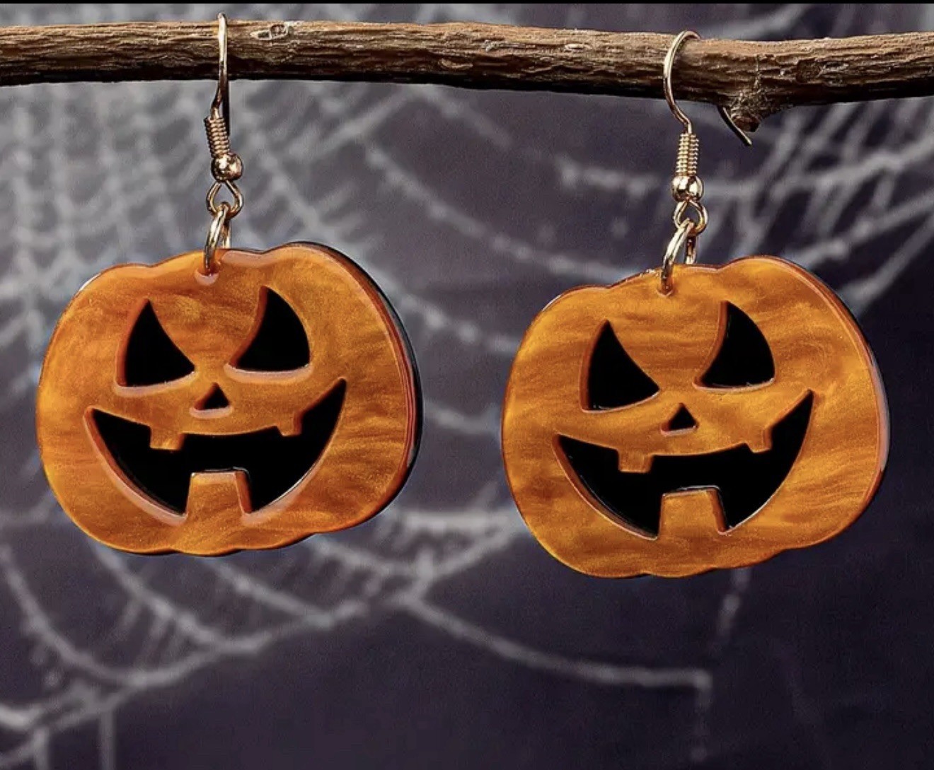 Acrylic Jack-O Lantern Pumpkin Earrings